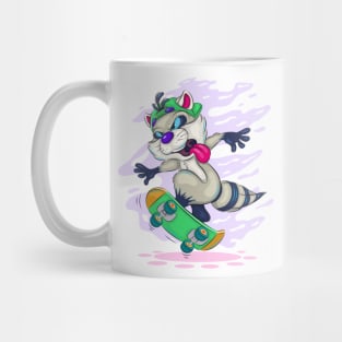 Cartoon raccoon skateboarder Mug